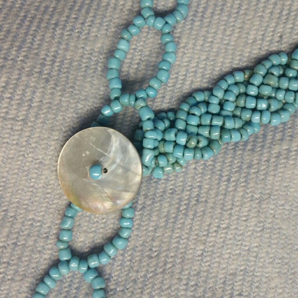 Turquoise glass beads belt. Retro looking!!!